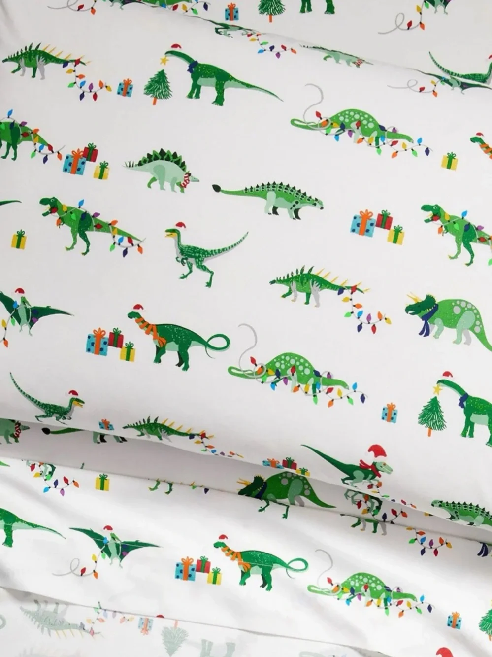 Pottery Barn Dinosaur Glow-In-The-Dark Christmas Holiday Sheet Set Twin NWOT